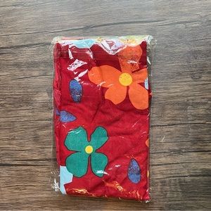 LuLaRoe Leggings OS ~ fun abstract floral print on a dark red background